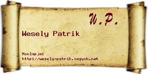Wesely Patrik névjegykártya